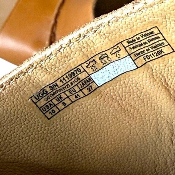 UGG Eirene Leather Espadrille Wedge Sandal Tan Brown Size 10 - Picture 10 of 11